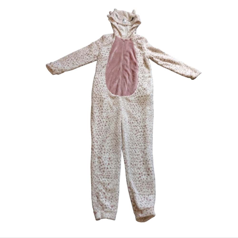 Secret Treasures Owl One Piece Sleepwear with Hood onesie PJ Costume L/G (12-14)
